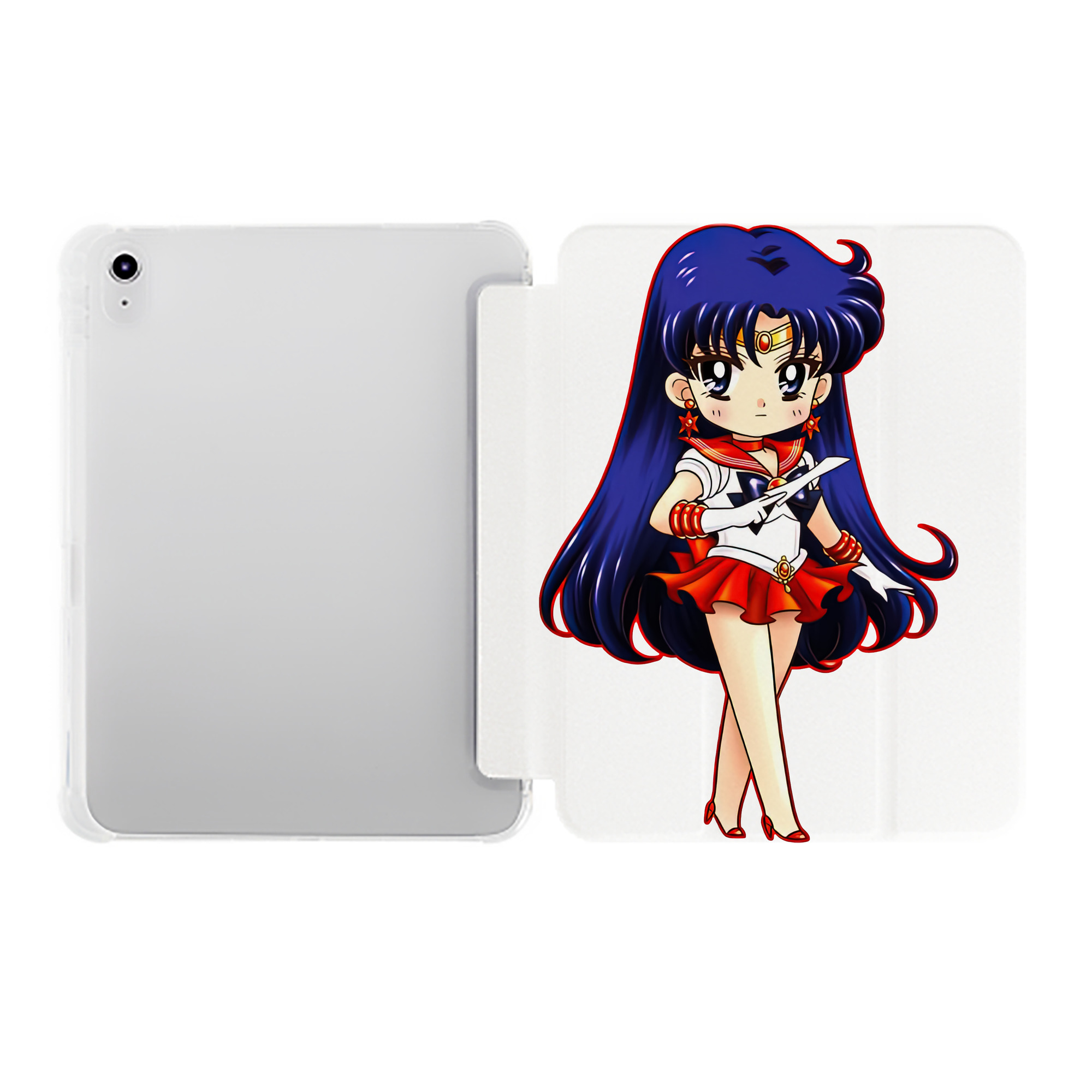 （画像用） 美少女戦士セーラームーン 火野レイ ひの レイ Sailor Moon Hino Rei （セーラーマーズ,Sailor Mars） IPad ケース ペン収納付き 三つ折りスタンド PUレザー×シリコン 対応機種9.5/10.5/10.9インチ